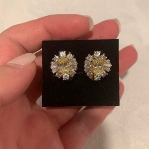 14K High Quality Yellow and White CZ Earrings
